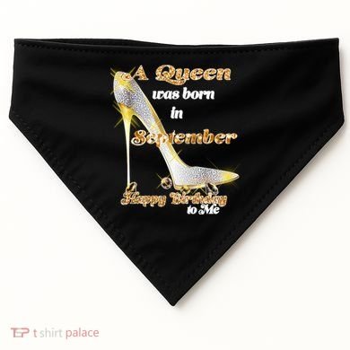 Born In September Birthday Queen USA-Made Doggie Bandana
