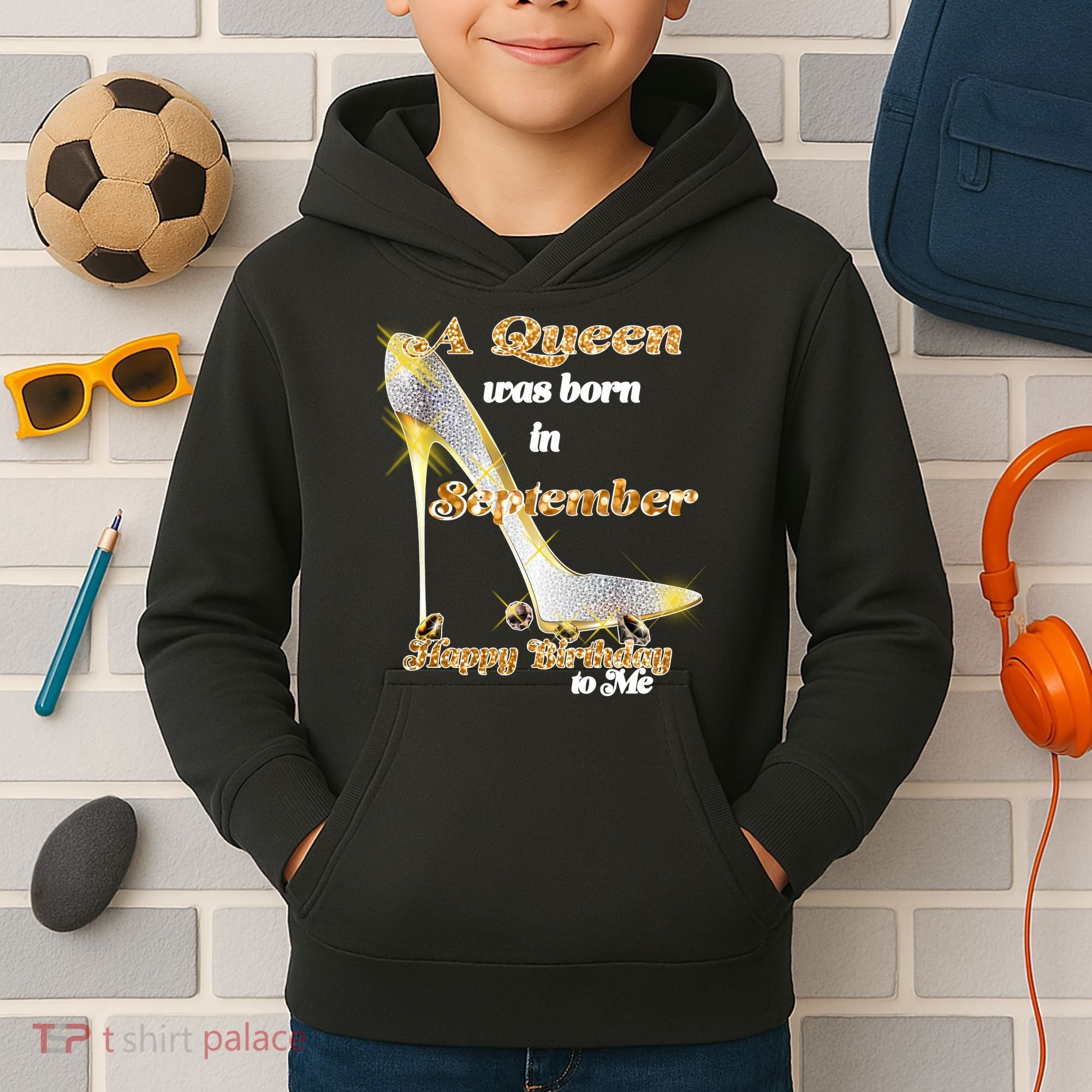 Born In September Birthday Queen Kids Hoodie