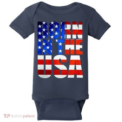 Born In The USA Flag Baby Bodysuit