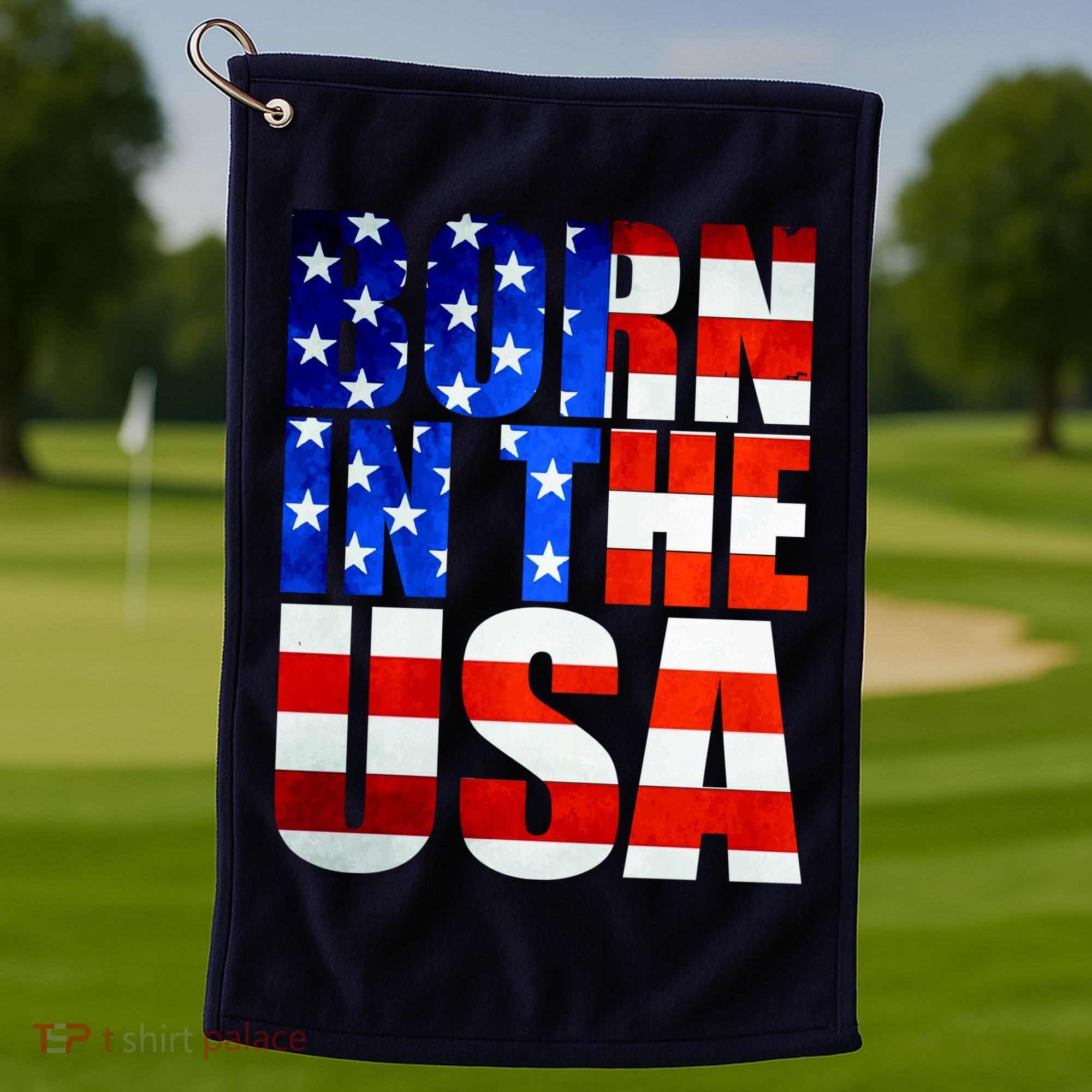 Born In The USA Flag Golf Towel