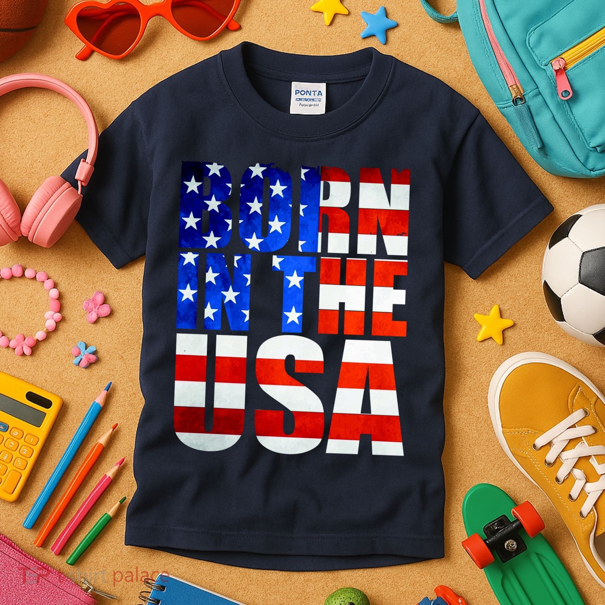 Born In The USA Flag Kids T-Shirt