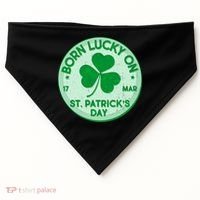 Born Lucky On St. Patrick's Day USA-Made Doggie Bandana thumb 0