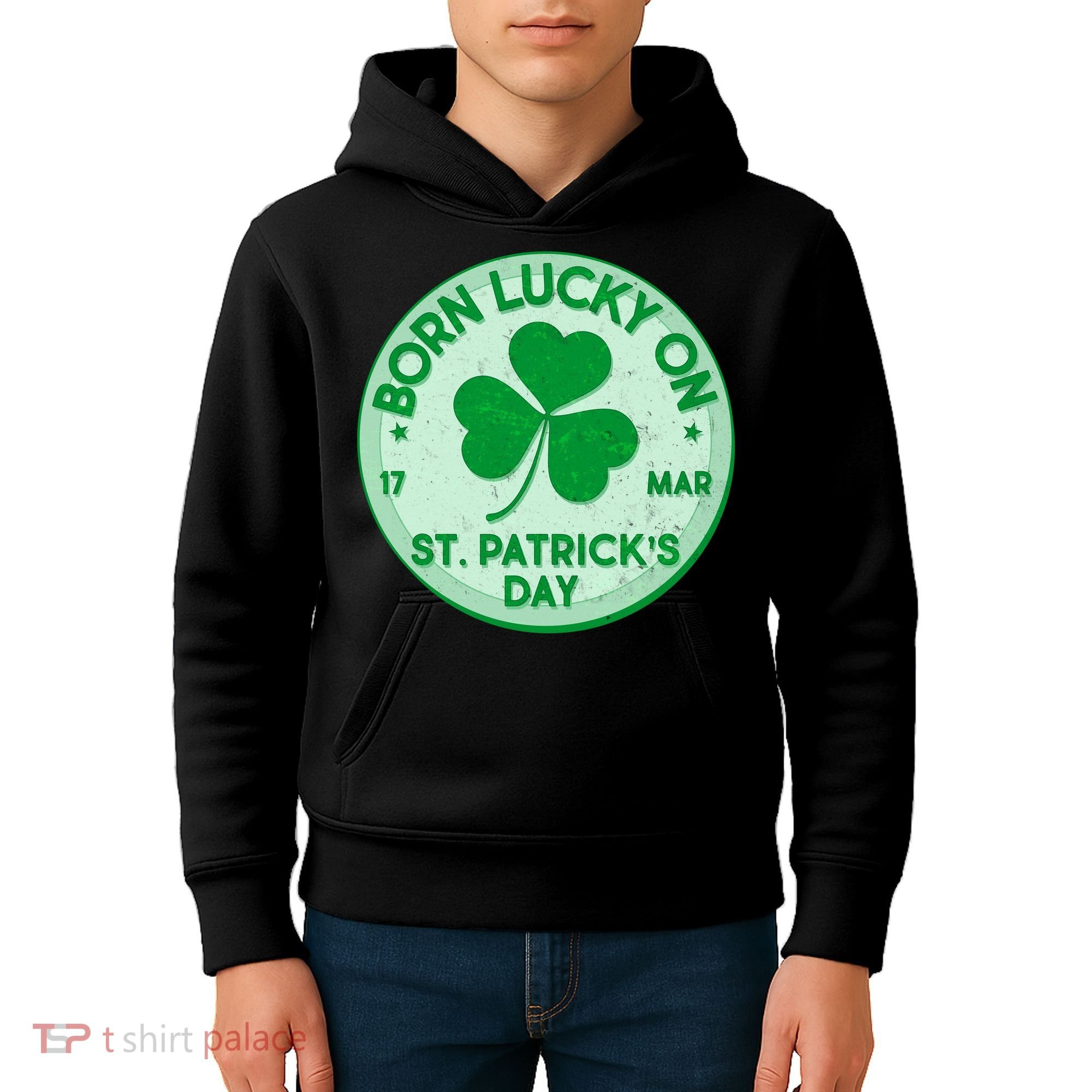 Born Lucky On St. Patrick's Day Kids Hoodie