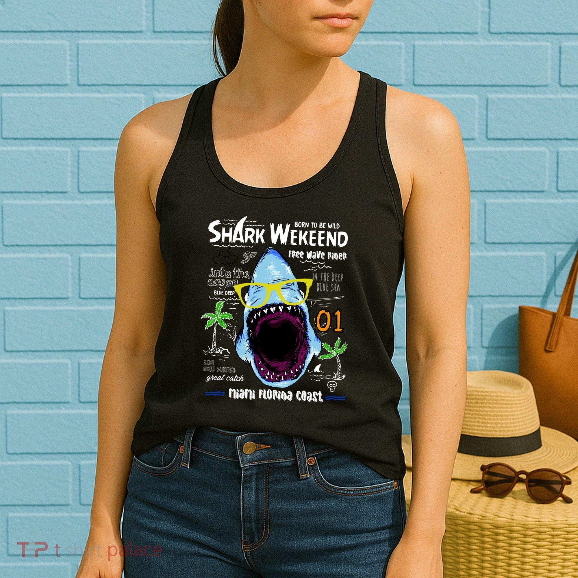 Born To Be Wild - Shark Weekend Slogans Women's Tank Top