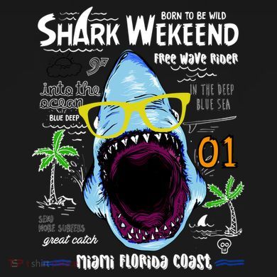 Born To Be Wild - Shark Weekend Slogans Tie-Dye T-Shirt
