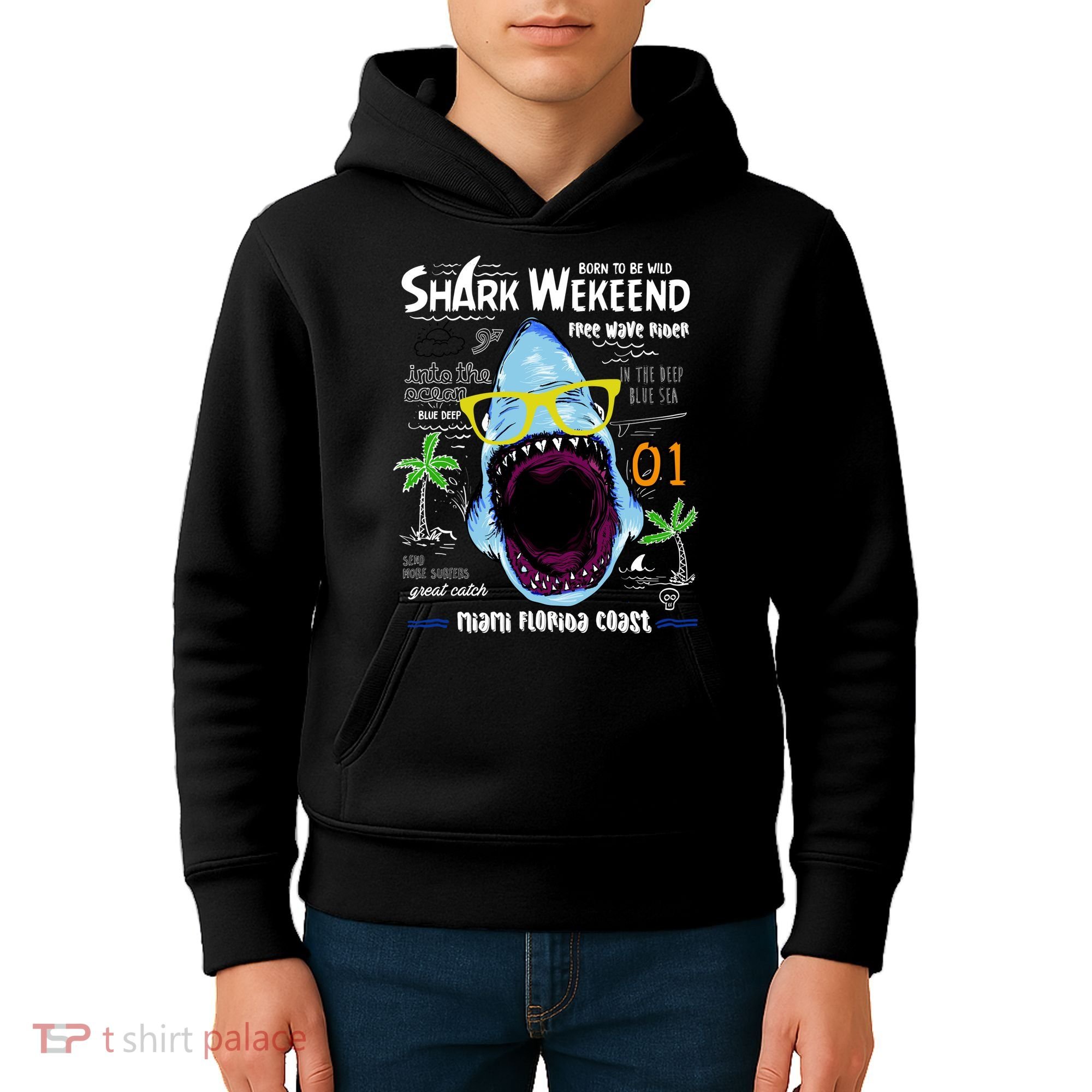 Born To Be Wild - Shark Weekend Slogans Kids Hoodie