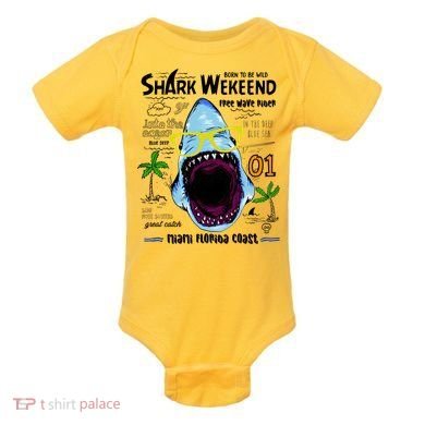 Born To Be Wild - Shark Weekend Slogans Baby Bodysuit