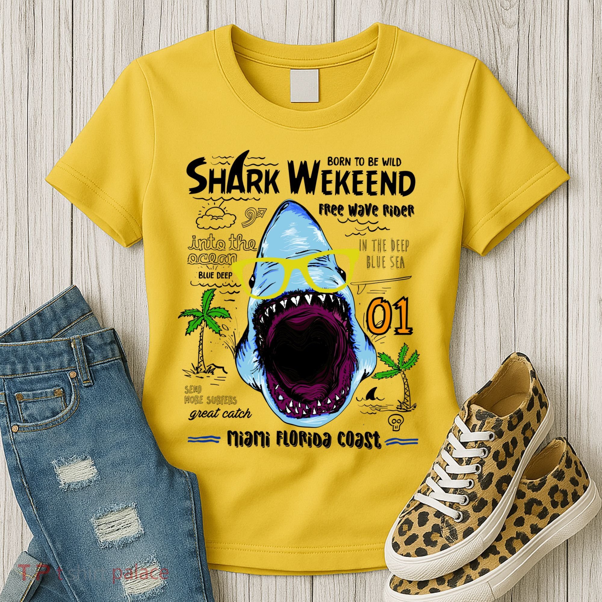 Born To Be Wild - Shark Weekend Slogans Women's T-Shirt