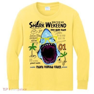 Born To Be Wild - Shark Weekend Slogans Kids Long Sleeve Shirt