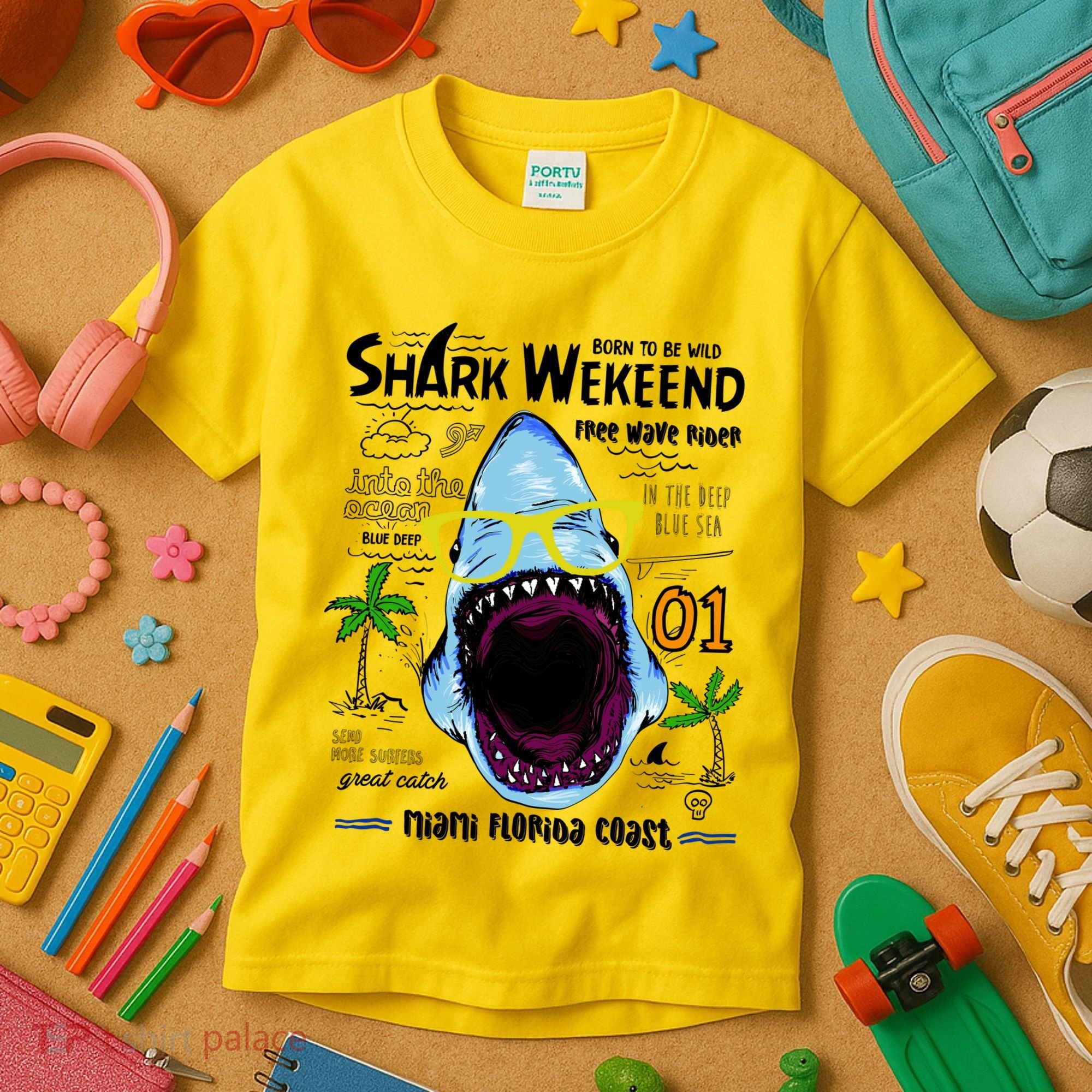 Born To Be Wild - Shark Weekend Slogans Kids T-Shirt