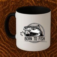 Born To Fish Forced To Work Coffee Mug thumb 2