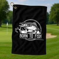 Born To Fish Forced To Work Golf Towel thumb 1