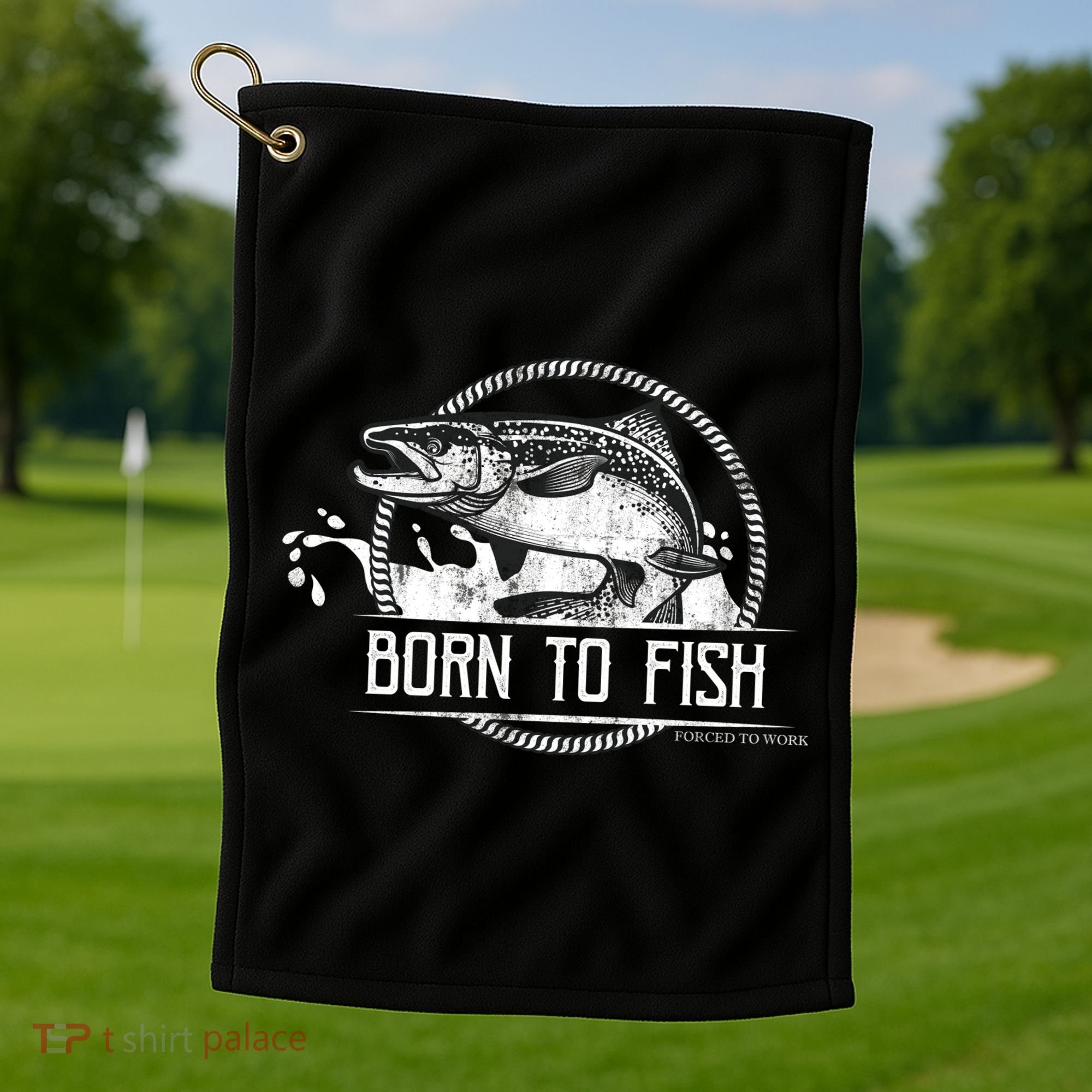 Born To Fish Forced To Work Golf Towel