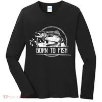 Born To Fish Forced To Work Women's Long Sleeve Shirt thumb 0