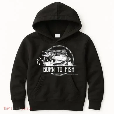 Born To Fish Forced To Work Kids Hoodie
