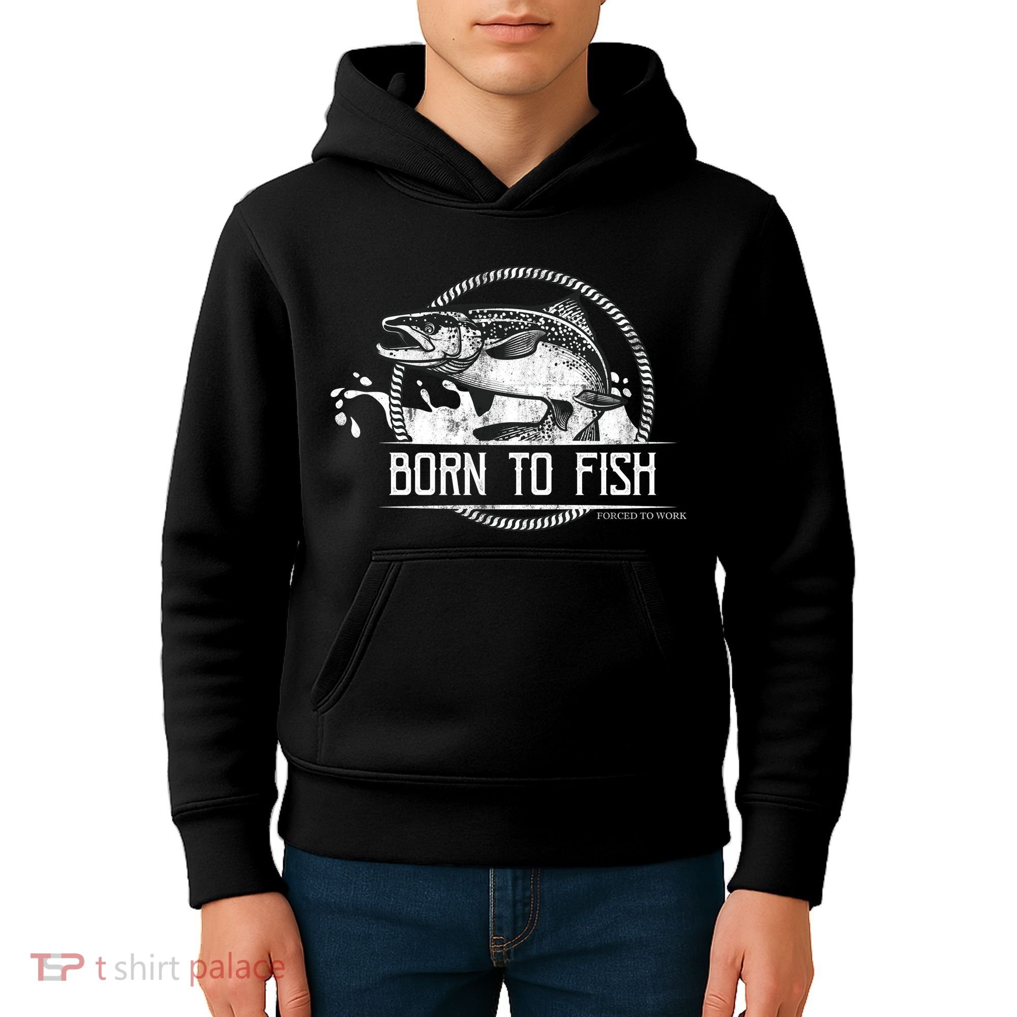 Born To Fish Forced To Work Kids Hoodie