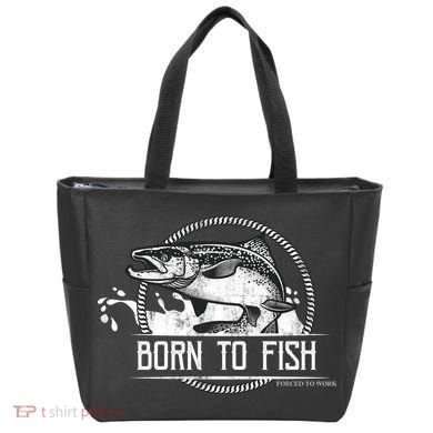 Born To Fish Forced To Work Tote Bag