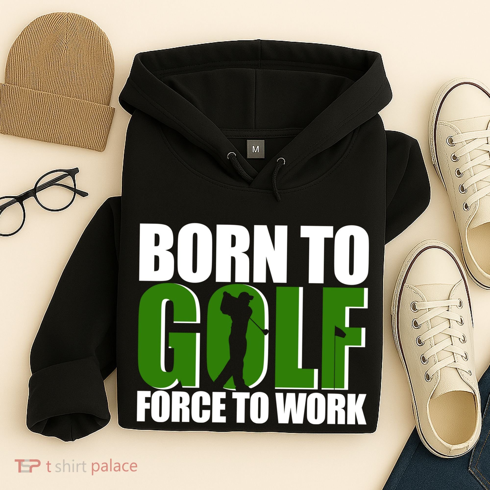 Born To Golf Force To Work Golfing Fan Hoodie