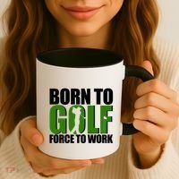 Born To Golf Force To Work Golfing Fan Coffee Mug thumb 3