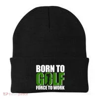 Born To Golf Force To Work Golfing Fan Beanie thumb 0