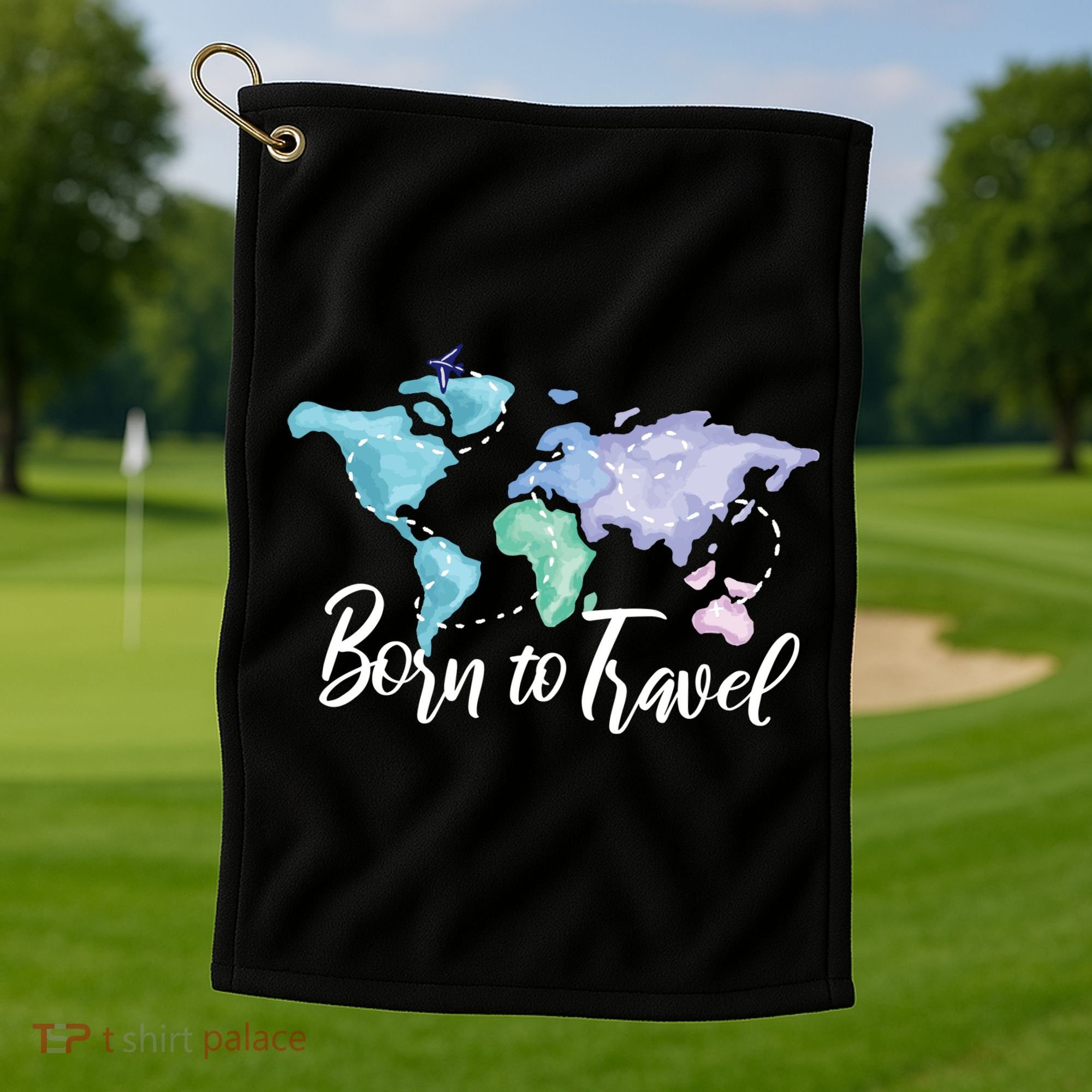 Born To Travel Golf Towel