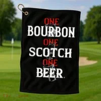 Bourbon One Scotch One Beer Golf Towel thumb 1