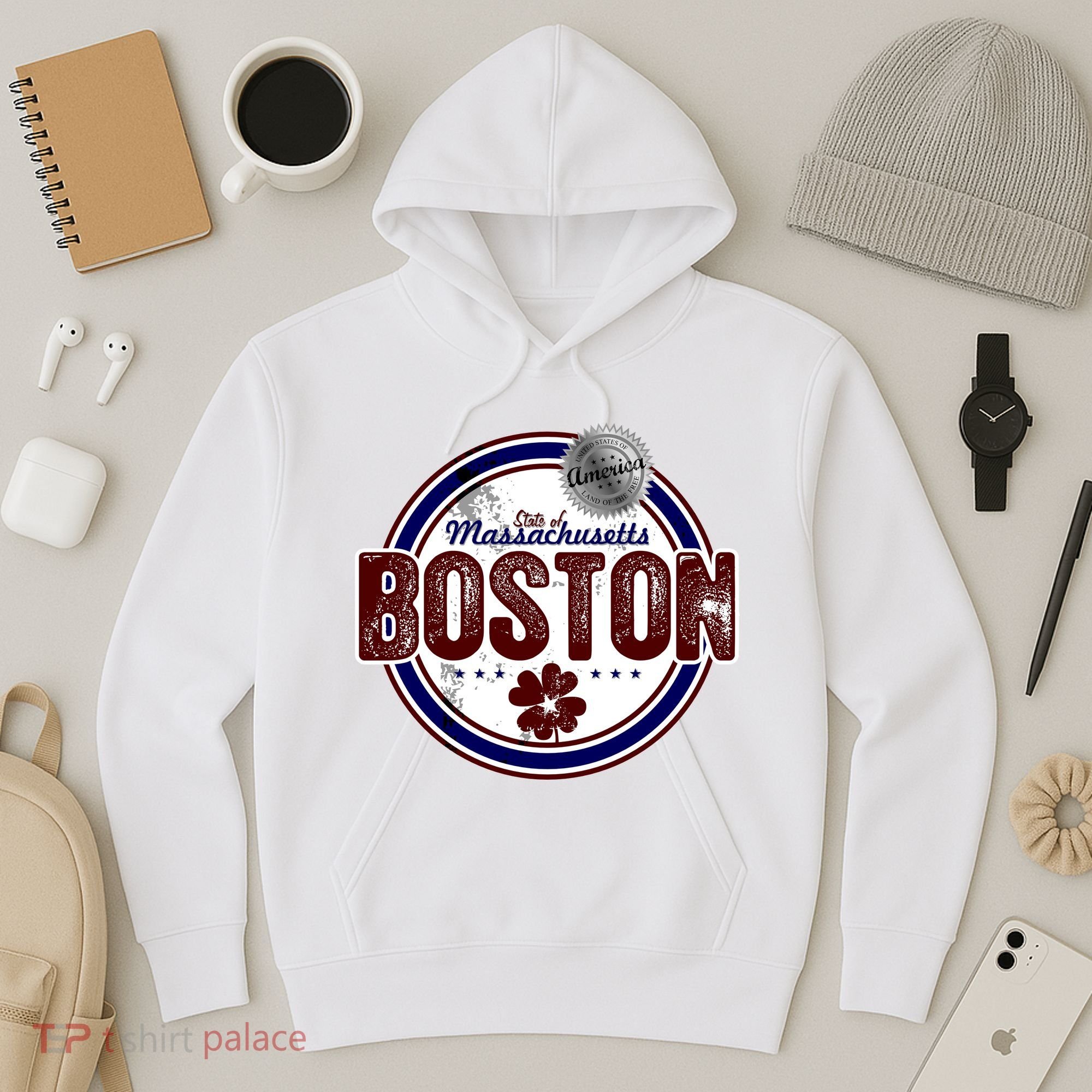 Boston Land of the Free Logo Hoodie
