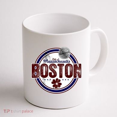 Boston Land of the Free Logo Coffee Mug back