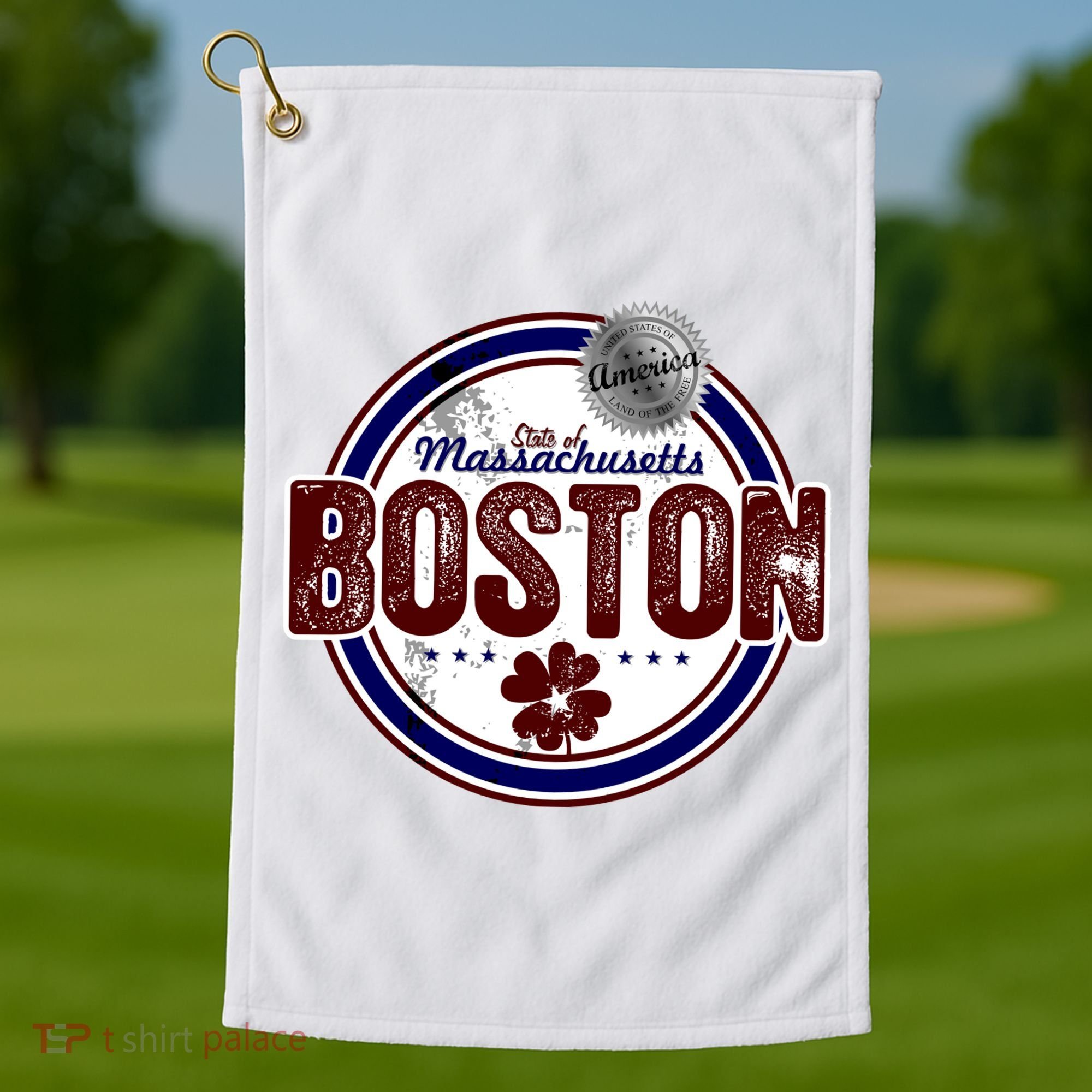 Boston Land of the Free Logo Golf Towel