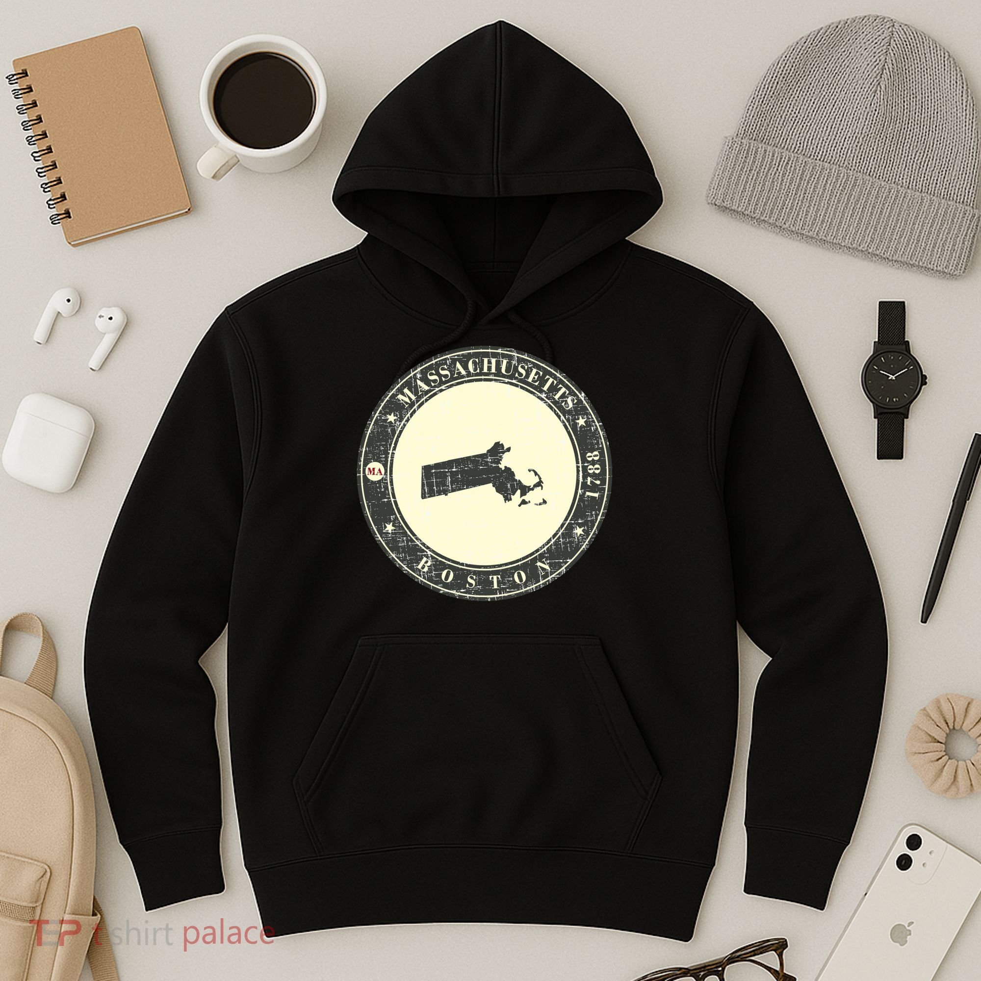 Boston Massachusetts Retro Hoodie