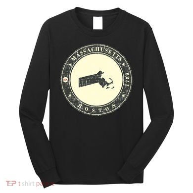 Boston Massachusetts Retro Long Sleeve Shirt