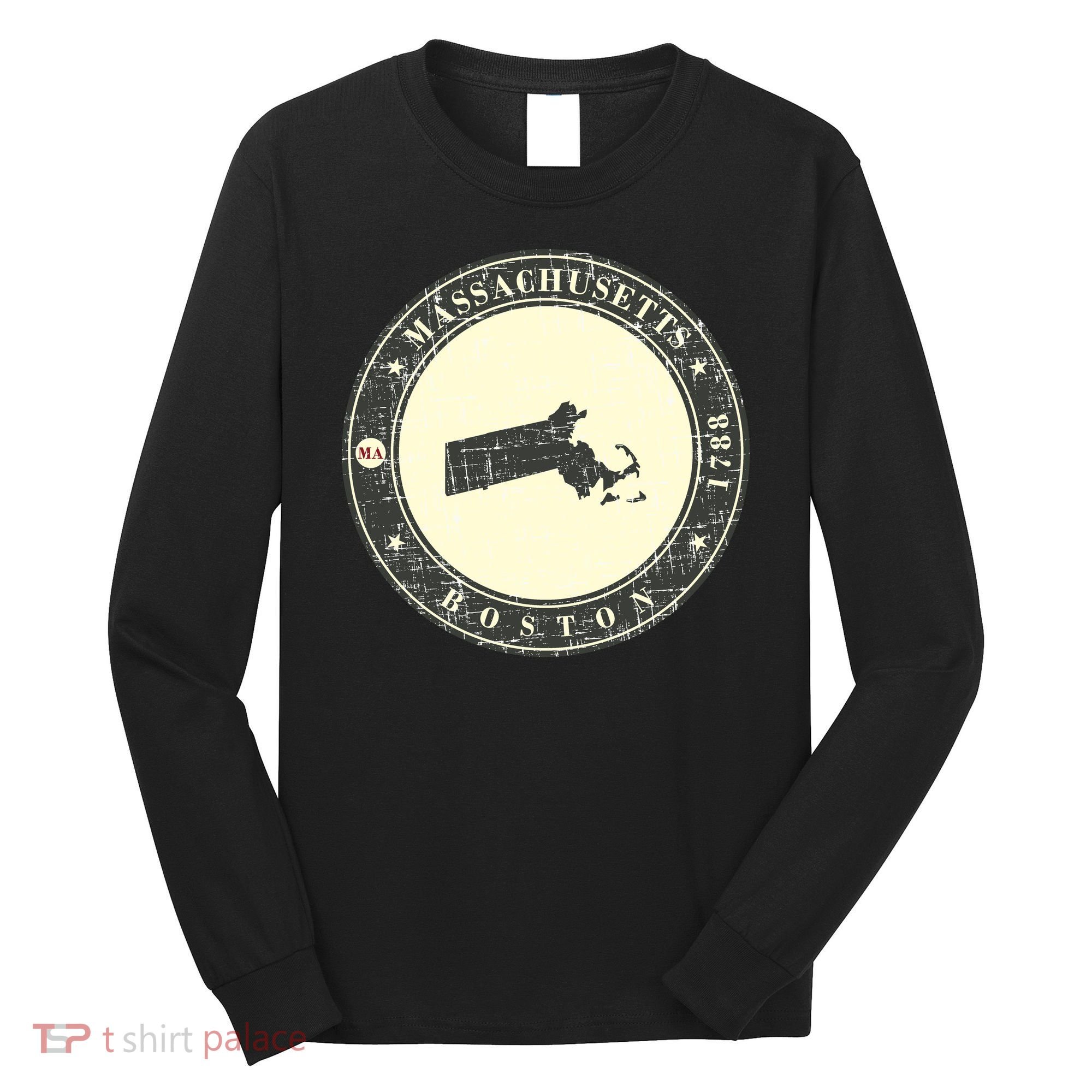 Boston Massachusetts Retro Long Sleeve Shirt