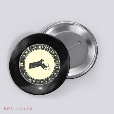 Boston Massachusetts Retro Button