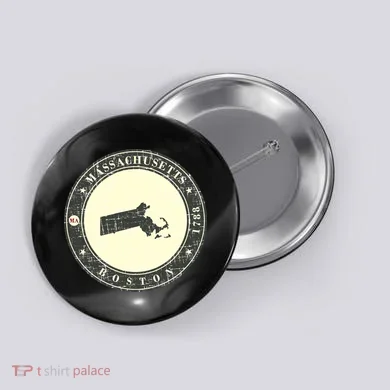 Boston Massachusetts Retro Button