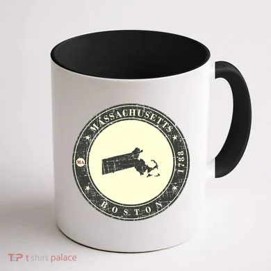 Boston Massachusetts Retro Coffee Mug back