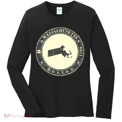 Boston Massachusetts Retro Women's Long Sleeve Shirt