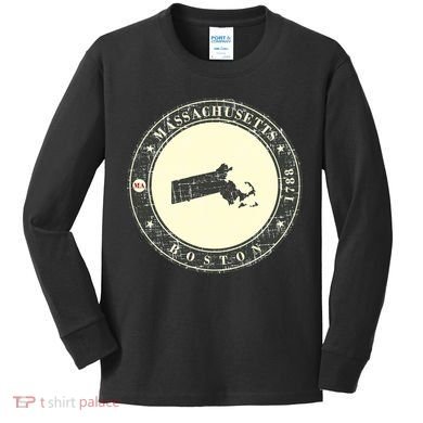 Boston Massachusetts Retro Kids Long Sleeve Shirt