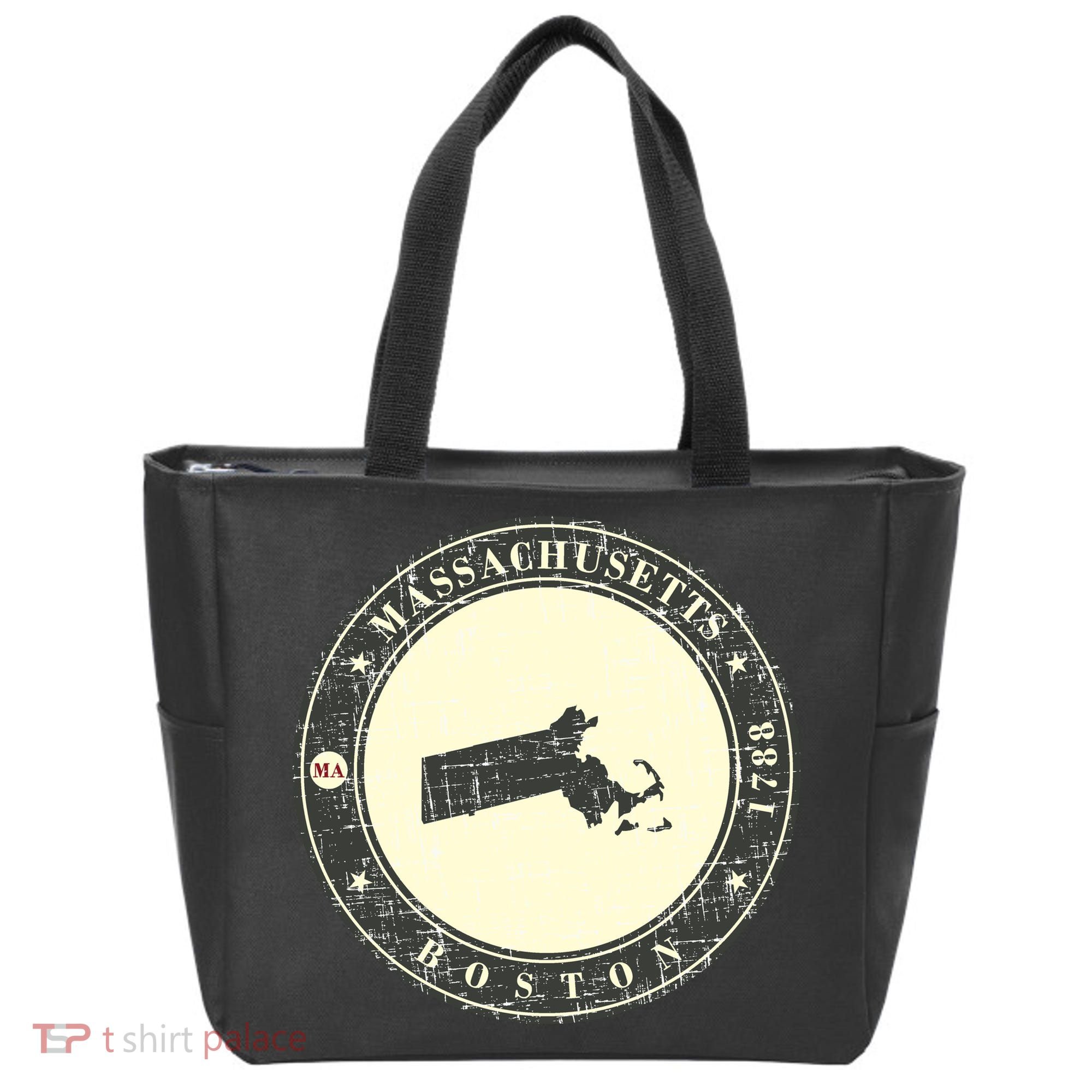 Boston Massachusetts Retro Tote Bag