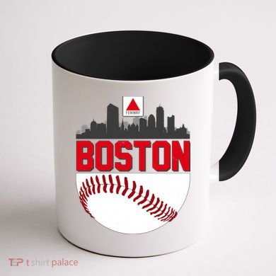 Boston Skyline Fenway Baseball Sports Logo Coffee Mug back