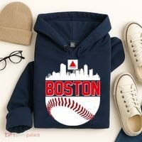 Boston Skyline Fenway Baseball Sports Logo Hoodie thumb 4