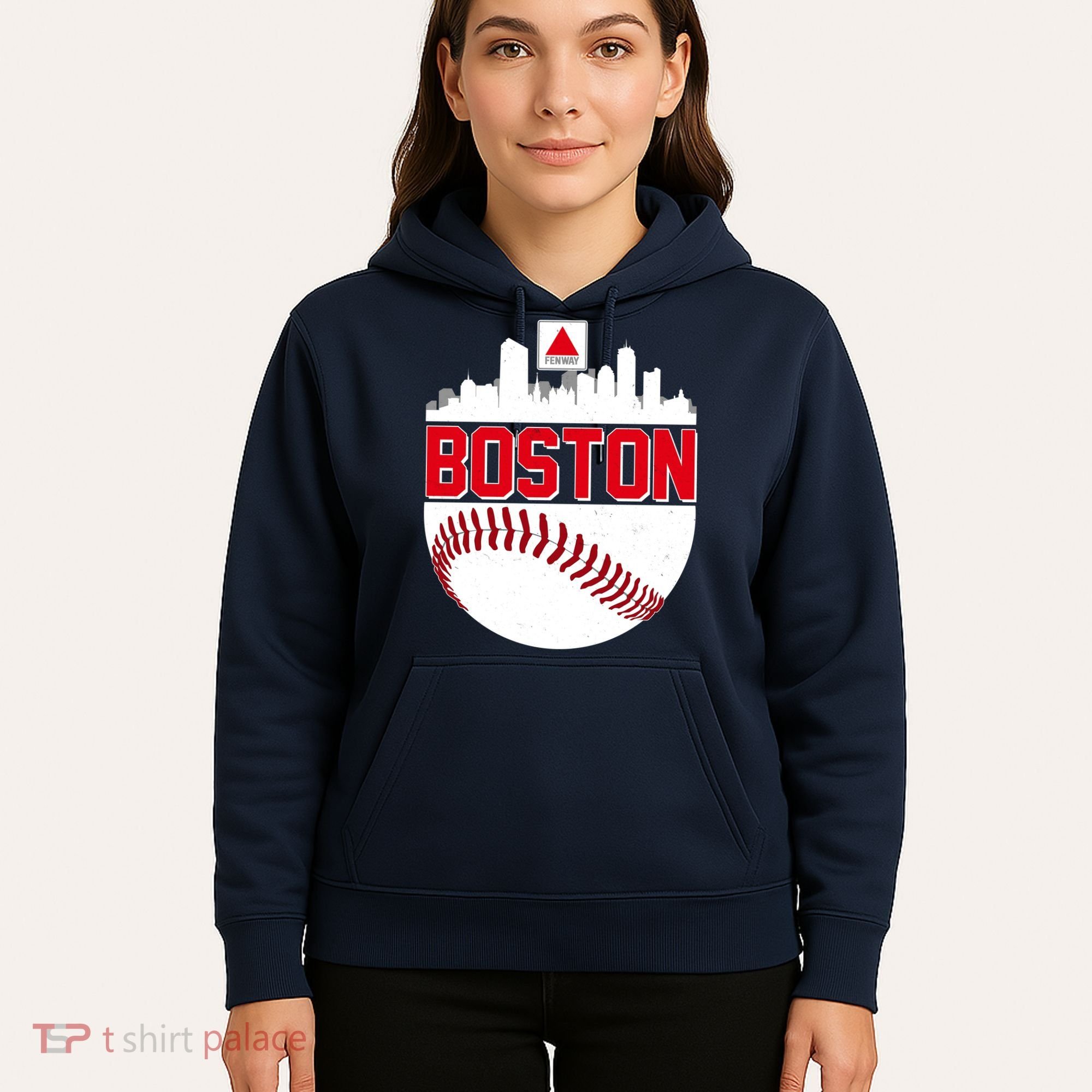 Boston Skyline Fenway Baseball Sports Logo Hoodie