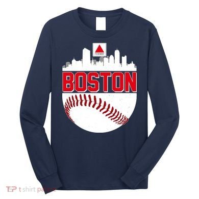 Boston Skyline Fenway Baseball Sports Logo Long Sleeve Shirt