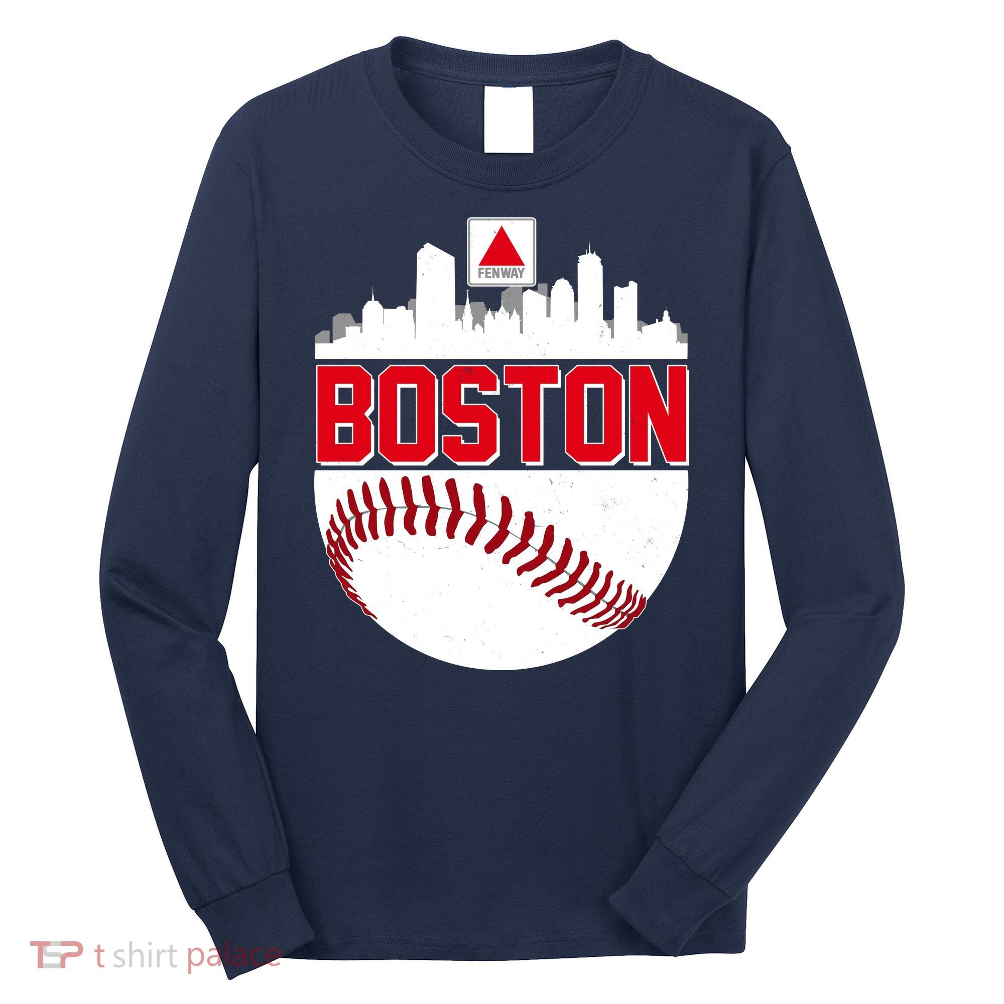 Boston Skyline Fenway Baseball Sports Logo Long Sleeve Shirt