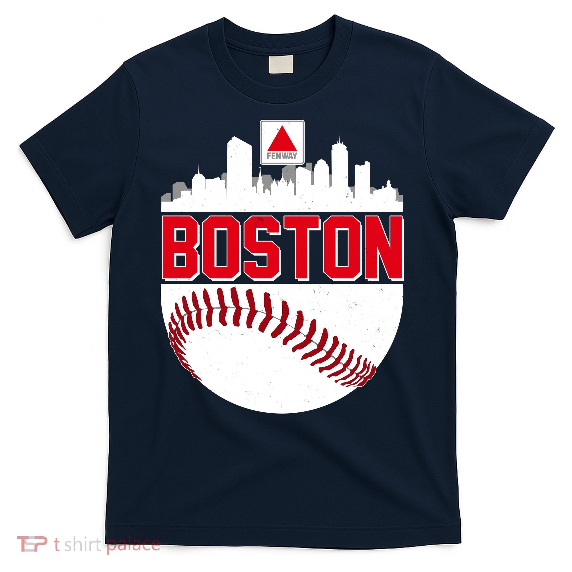 Boston Skyline Fenway Baseball Sports Logo T-Shirt