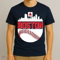Boston Skyline Fenway Baseball Sports Logo T-Shirt thumb 3