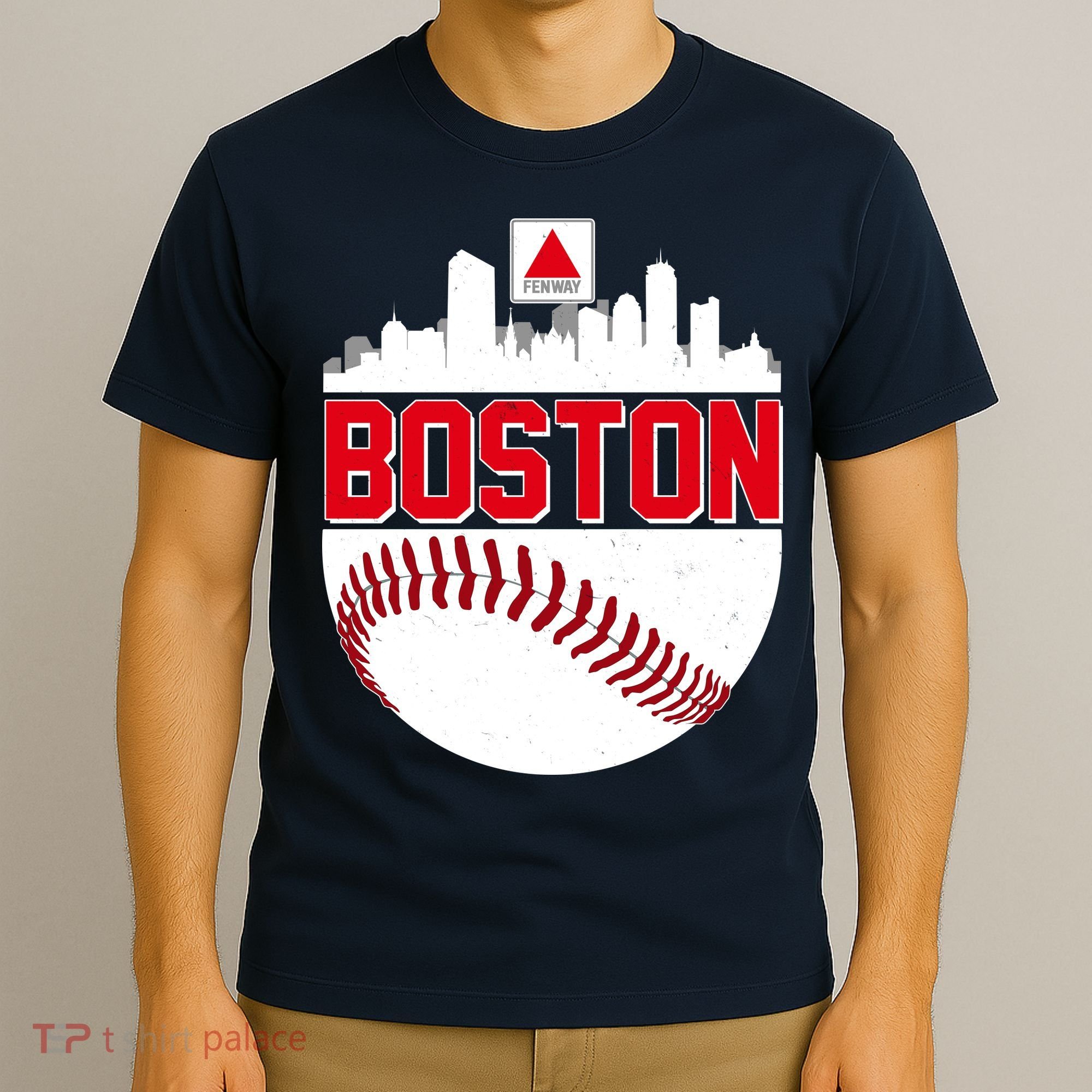 Boston Skyline Fenway Baseball Sports Logo T-Shirt