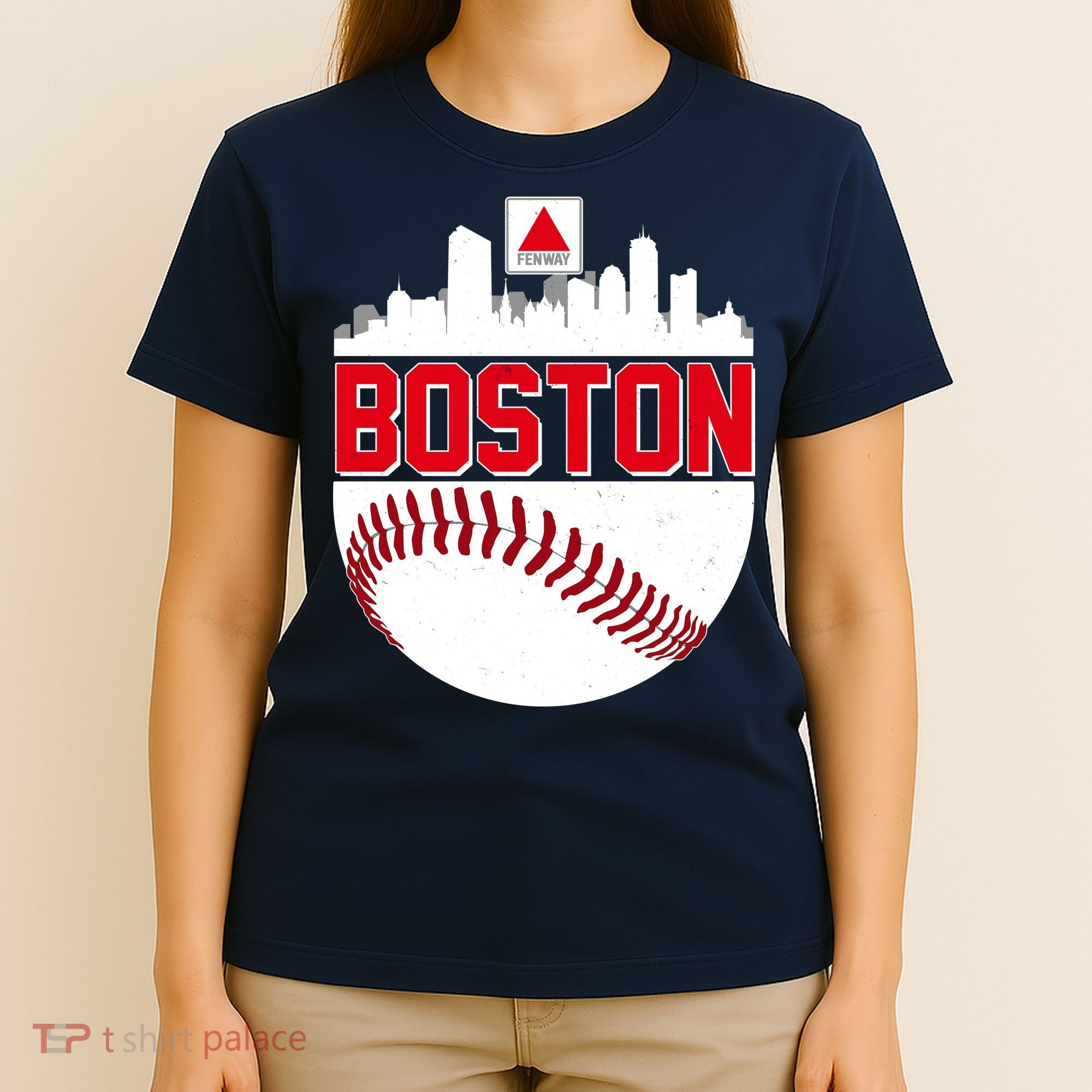 Boston Skyline Fenway Baseball Sports Logo T-Shirt