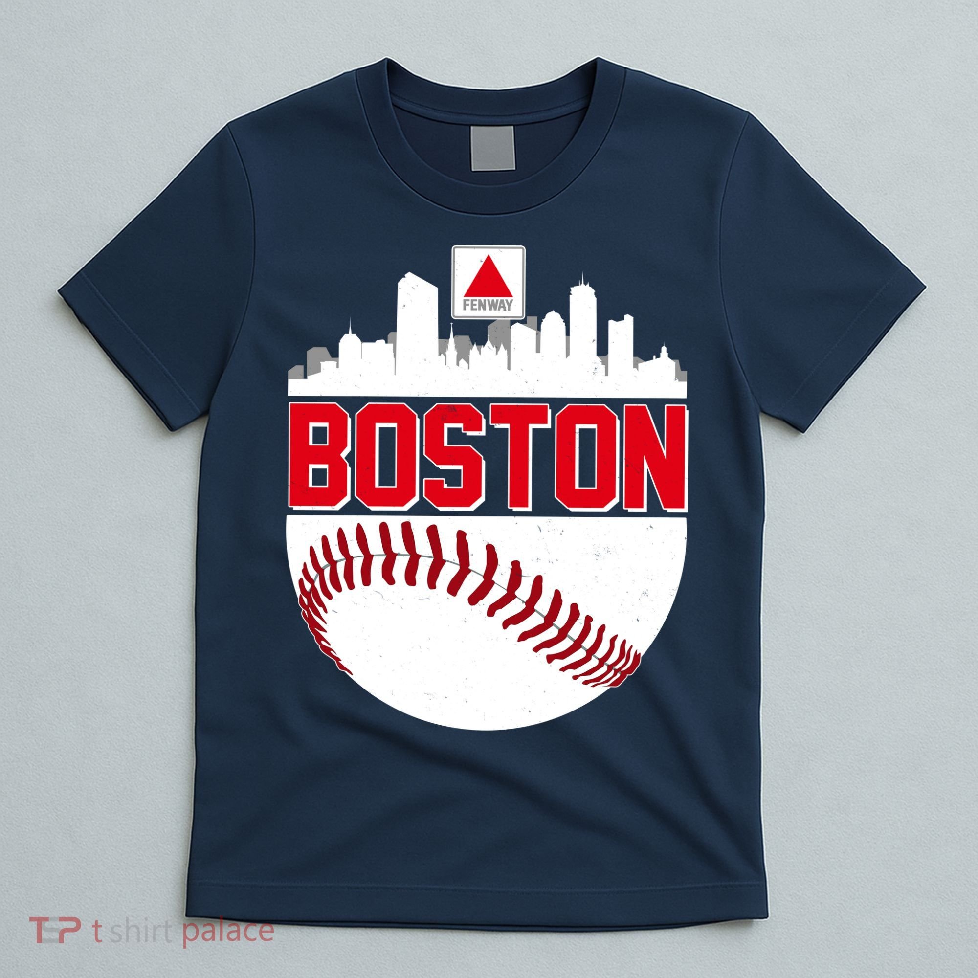 Boston Skyline Fenway Baseball Sports Logo T-Shirt