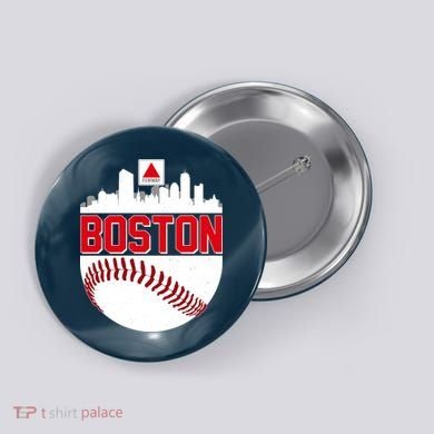 Boston Skyline Fenway Baseball Sports Logo Button