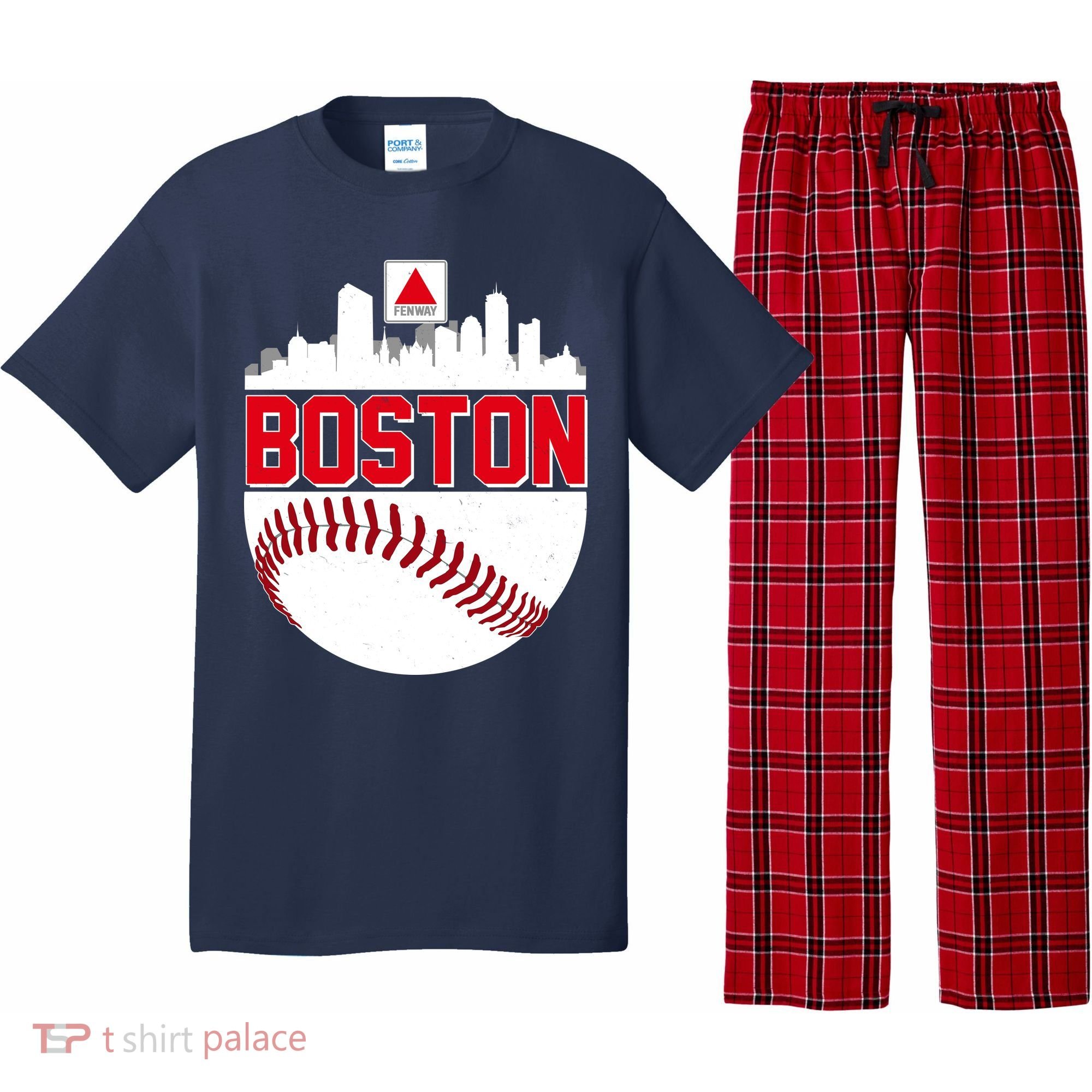Boston Skyline Fenway Baseball Sports Logo Pajama Set